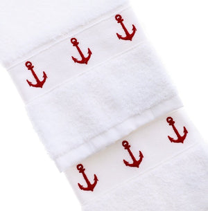 Classic Anchors Embroidered Quick-Dry Towel Sets - Nautical Luxuries