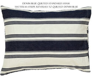 Hatteras Stripe Denim Blue Rustic Bedding Collection - Nautical Luxuries