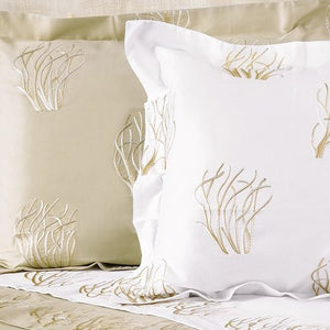Embroidered Coral Cotton Sateen Bed Linens Close-Outs! - Nautical Luxuries