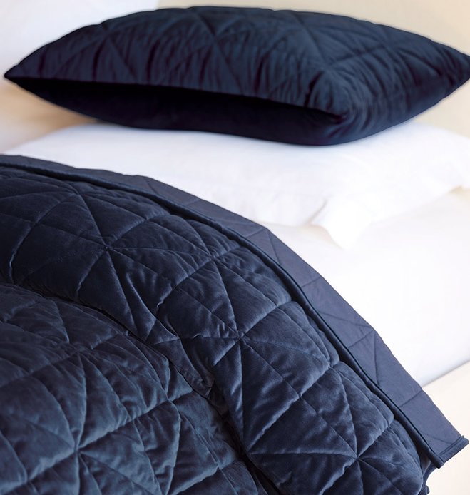 Urban Indigo Quilted Velvet Bedding Collection - Nautical Luxuries