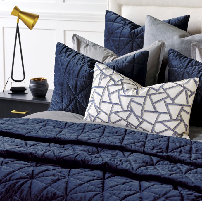 Urban Indigo Quilted Velvet Bedding Collection - Nautical Luxuries