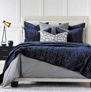 Urban Indigo Quilted Velvet Bedding Collection - Nautical Luxuries