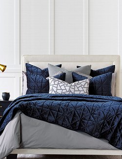 Urban Indigo Quilted Velvet Bedding Collection - Nautical Luxuries