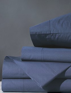 Deep Azure Cotton Percale Sheet Set - Nautical Luxuries