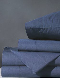 Deep Azure Cotton Percale Sheet Set - Nautical Luxuries