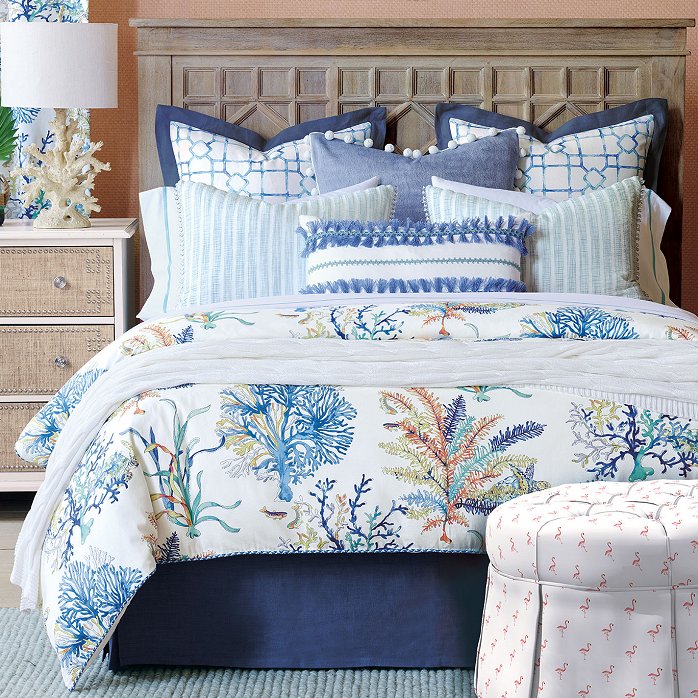 Dahlia Flower Applique Bohemian Bedding. Shabby Chic Duvet 