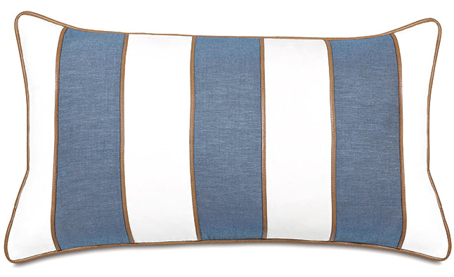 Beach Coastal Pillow, White Blue Striped Pillow, Denim Blue Jeans Pillow,  Pillow With Tassels, Boho Coastal Pillow, Bohemian Beach Cushion 