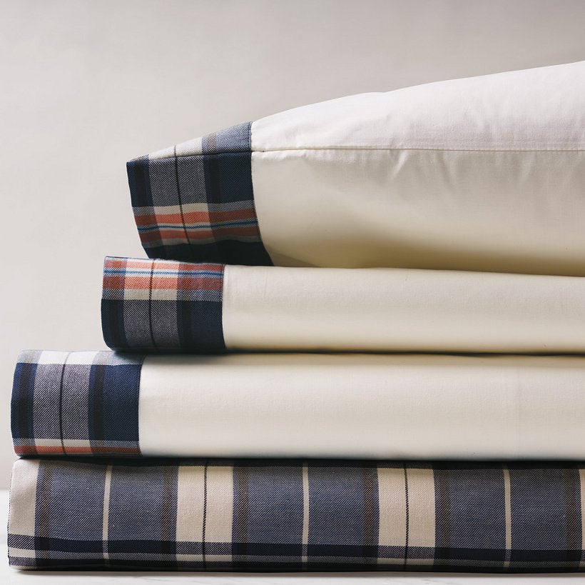 Plaid Cuff Sheet Set - Nautical Luxuries