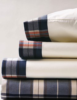 Plaid Cuff Sheet Set - Nautical Luxuries