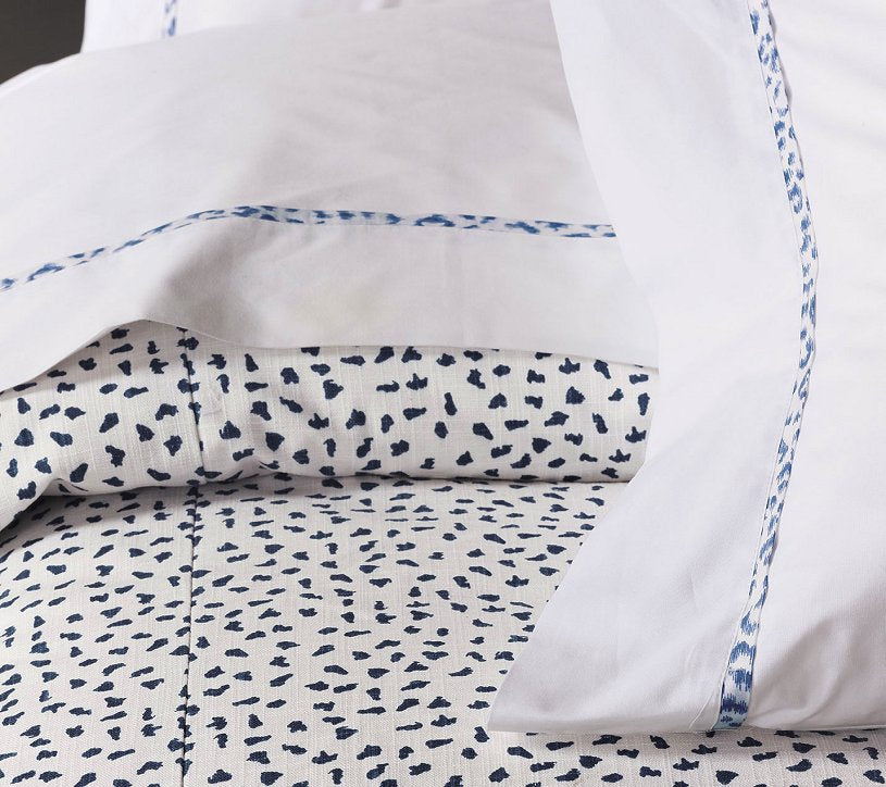 Blue Speckled Bordered Sheet Set - Nautical Luxuries