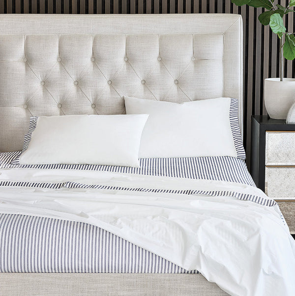 Vintage Beach Navy Ticking Stripe Sheet Set Nautical Luxuries