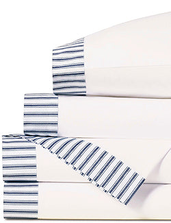 Vintage Beach Navy Ticking Stripe Sheet Set - Nautical Luxuries