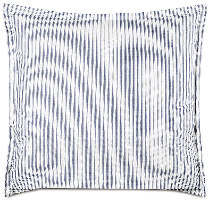 Vintage Beach Navy Ticking Stripe Luxury Coastal Bedding - Nautical Luxuries