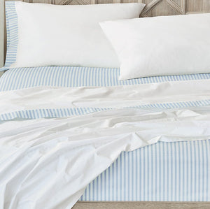 Vintage Beach Sea Ticking Stripe Luxury Coastal Bedding - Nautical Luxuries