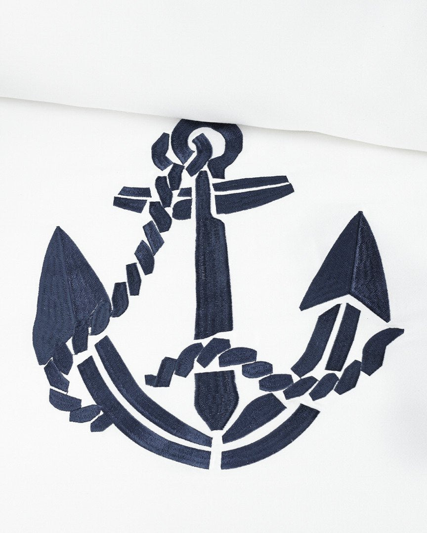 Luxe Nautique Embroidered Anchor Bedding - Nautical Luxuries
