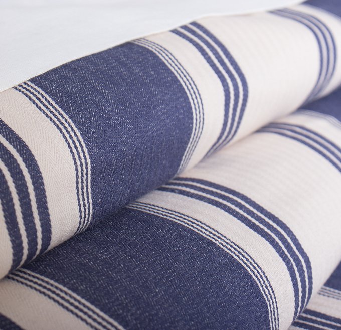 Hatteras Stripe Denim Blue Rustic Bedding Collection - Nautical Luxuries