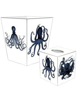 Indigo Octopus Decoupage Bath Set - Nautical Luxuries