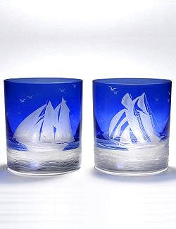 Golden Age of Yachting Hand-Engraved Bohemian Crystal - Nautical Luxuries