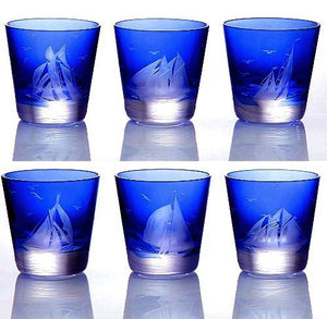 Golden Age of Yachting Hand-Engraved Bohemian Crystal - Nautical Luxuries