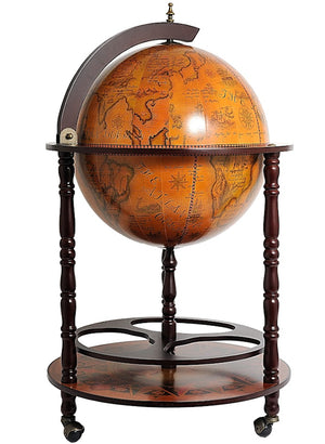 Old World Floor-Standing Base Shelf Globe Bar - Nautical Luxuries