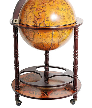 Old World Floor-Standing Base Shelf Globe Bar - Nautical Luxuries