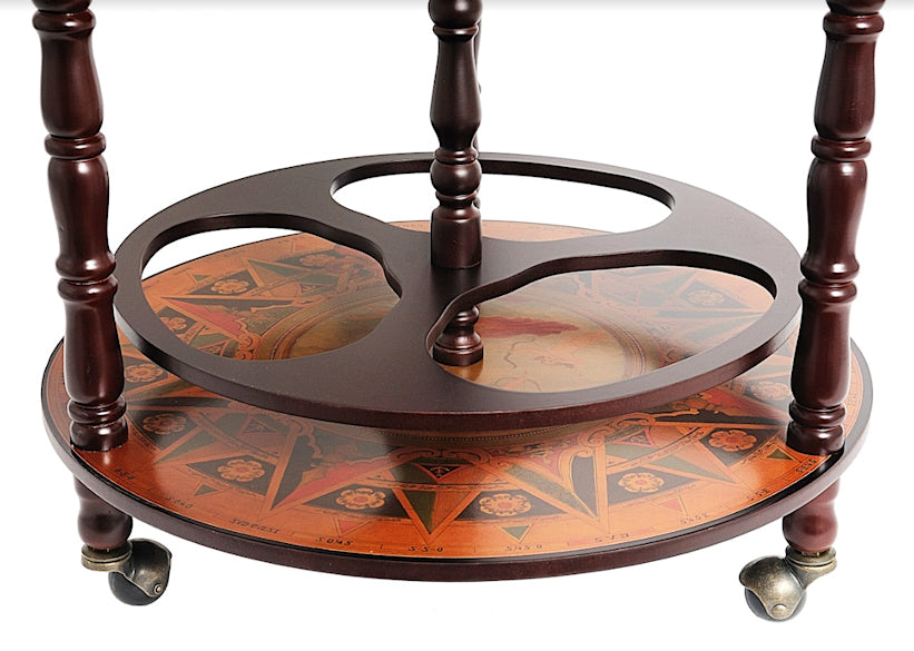 Old World Floor-Standing Base Shelf Globe Bar - Nautical Luxuries
