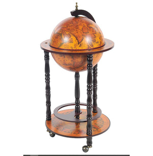 Old World Slender Floor-Standing Base Shelf Globe Bar - Nautical Luxuries