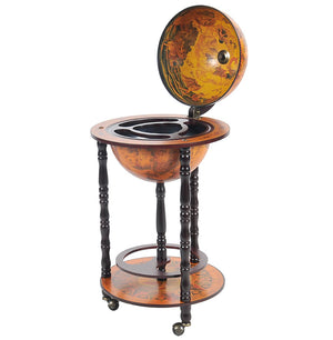 Old World Slender Floor-Standing Base Shelf Globe Bar - Nautical Luxuries