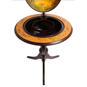 Old World Pedestal Floor-Standing Globe Bar - Nautical Luxuries