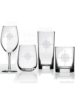 Compass Rose Etched Barware Collection - Nautical Luxuries