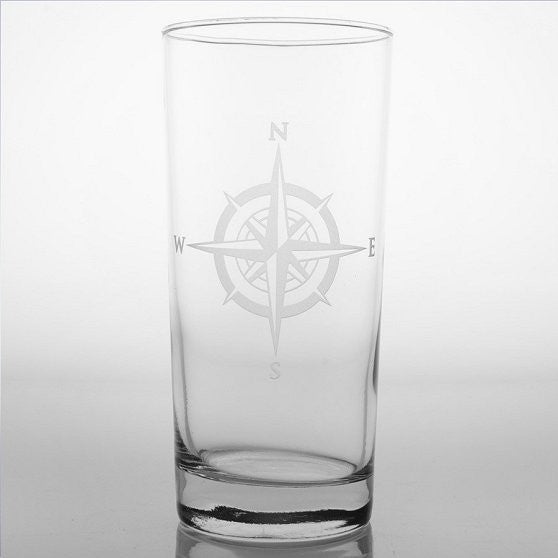 Compass Rose Etched Barware Collection - Nautical Luxuries