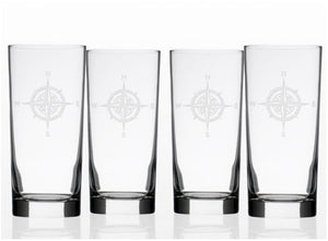 Compass Rose Etched Barware Collection - Nautical Luxuries