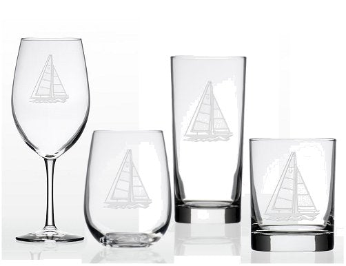 Sailboat Etched Barware Collection - Nautical Luxuries