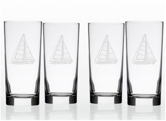 Sailboat Etched Barware Collection - Nautical Luxuries