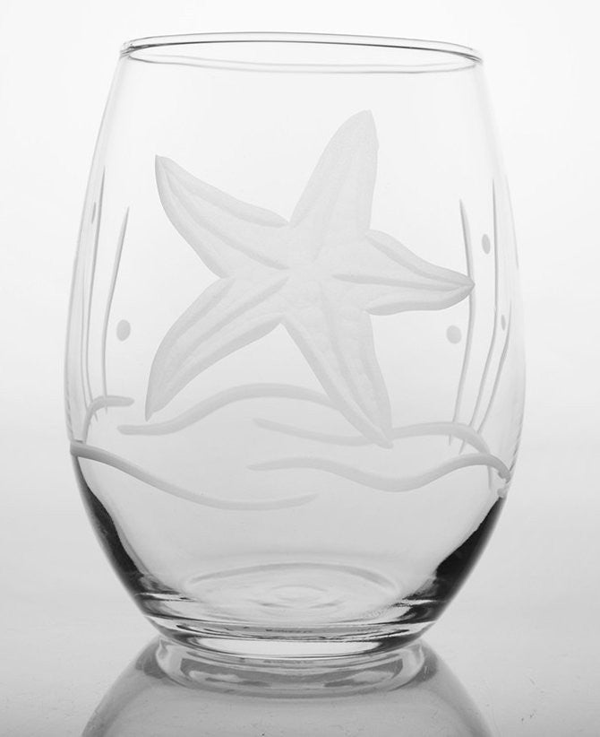 Shop Coastal Stemless Wine Glasses Set of 4 For Your Coastal Home, Coastal  & Nautical Bar Carts & Accessories For Your Dining Room or Kitchen