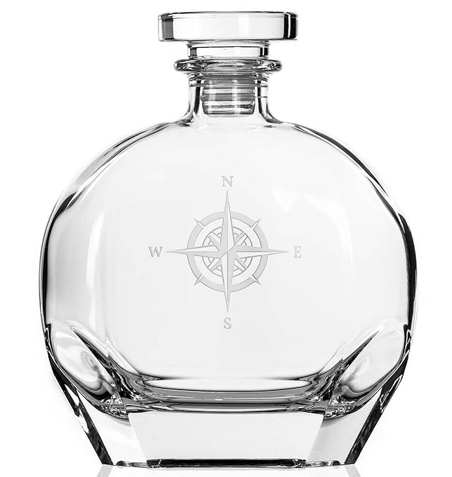 Compass Rose Etched Barware Collection - Nautical Luxuries