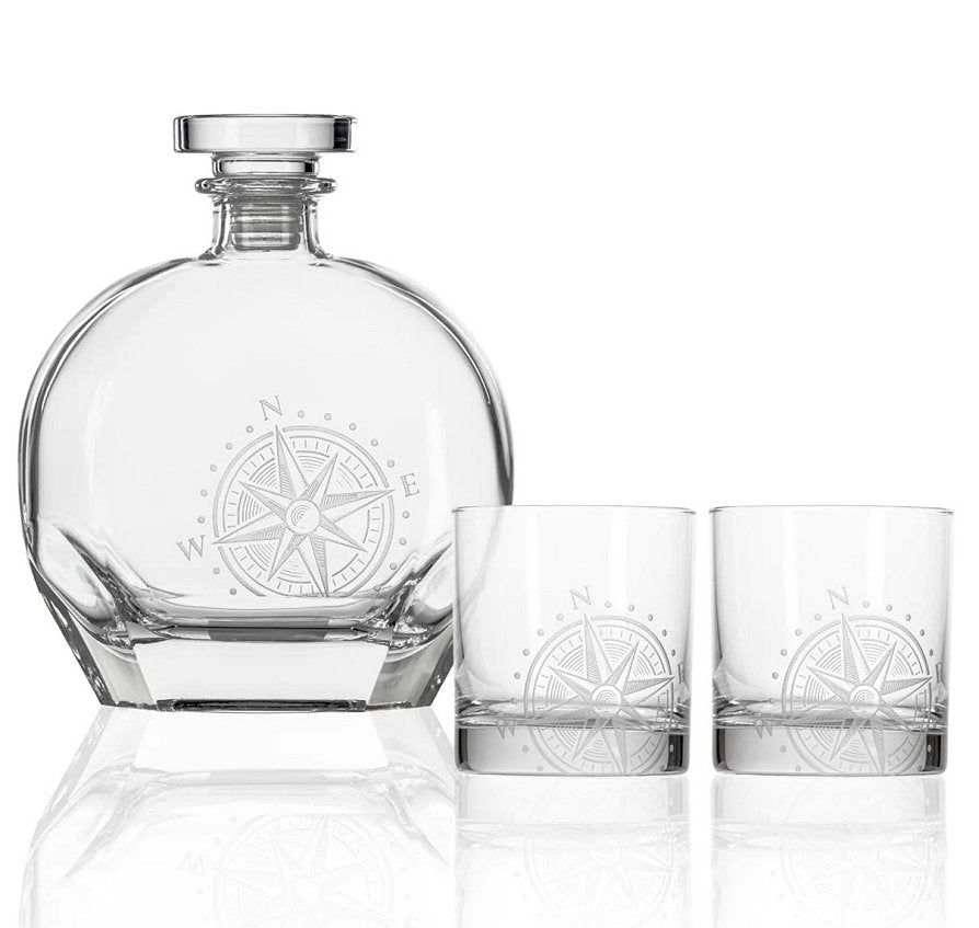 Navigator Etched Glass Barware Collection - Nautical Luxuries