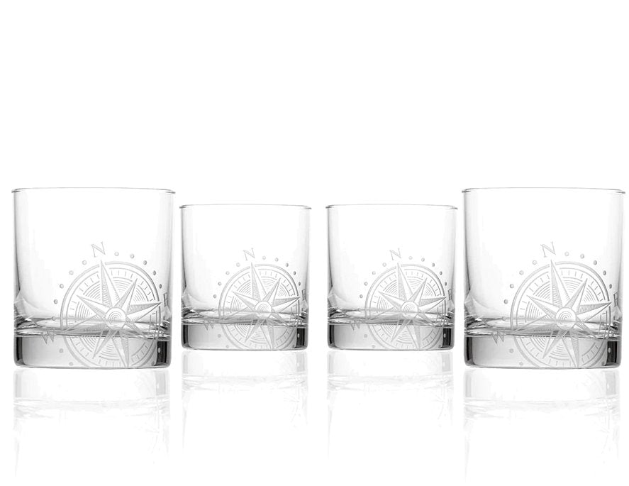 Navigator Etched Glass Barware Collection - Nautical Luxuries