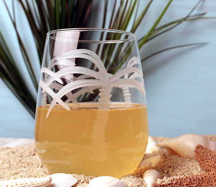 Palm Island Etched Glass Barware Collection - Nautical Luxuries