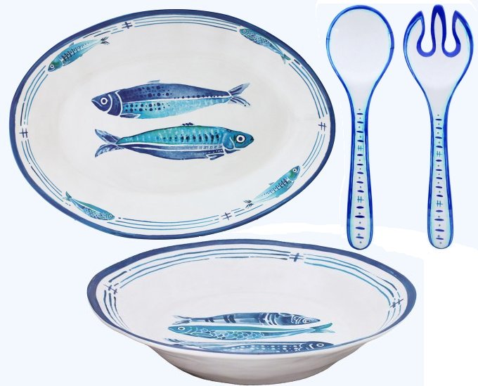 Porto Cervo Pesce Melamine Dinnerware - Nautical Luxuries