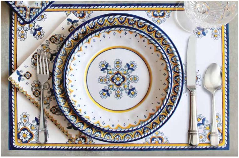 Old World: Salerno Blue Melamine Dinnerware - Nautical Luxuries