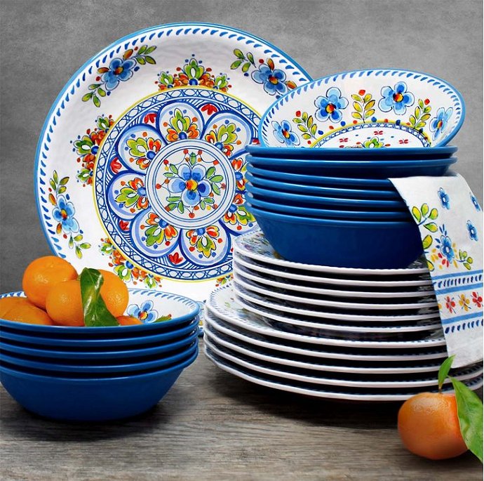Old World: Aegean White Melamine Dinnerware - Nautical Luxuries