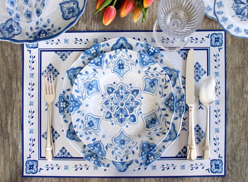 Old World: Blue Tangier Melamine Dinnerware - Nautical Luxuries