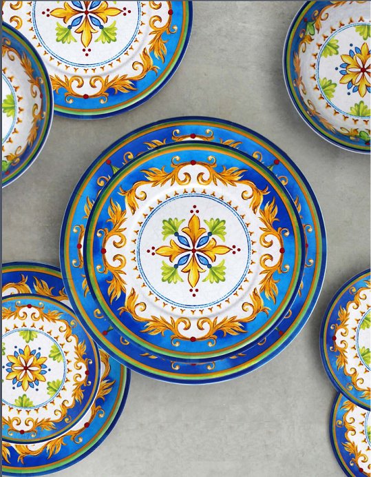 Old World Blue Danube Melamine Dinnerware - Nautical Luxuries