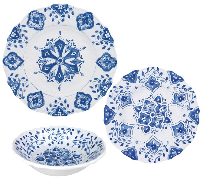 Old World: Blue Tangier Melamine Dinnerware - Nautical Luxuries