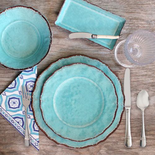 Rustic Beach Cottage Turquoise Melamine Dinnerware - Nautical Luxuries