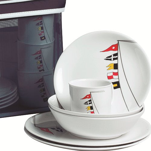 Non-Skid Waving Pennants Dinnerware For Six - Nautical Luxuries