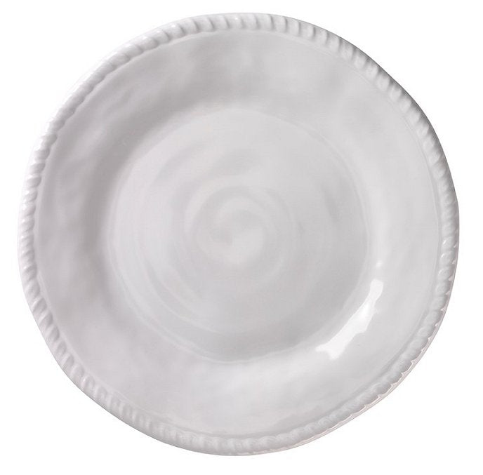 Brilliant White Rope Trim Melamine Dinnerware - Nautical Luxuries
