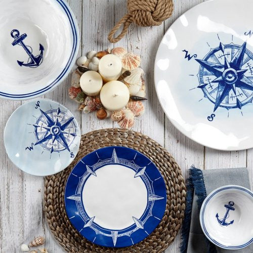 Seafarer Compass Rose Melamine Dinnerware - Nautical Luxuries