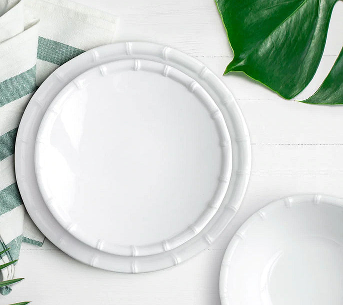 Summer White Bamboo Melamine Dinnerware - Nautical Luxuries
